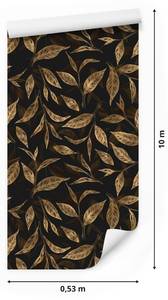 Tapete Rollen BLÄTTER Pflanzen Natur Beige - Schwarz - Braun - Papier - Textil - 53 x 1000 x 1000 cm