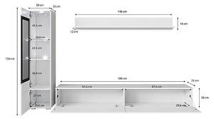 Wohnwand VERA 3-teilig Weiß - Holzwerkstoff - 210 x 130 x 33 cm