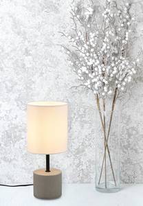 Tischlampe Betonfuß und Stoffschirm Weiß Grau - Weiß - Stein - Textil - 11 x 35 x 11 cm