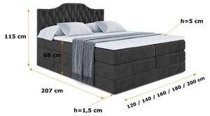 Boxspringbett VILA-1 KING Schwarz - Breite: 120 cm