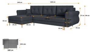 Ecksofa HERMES-L Anthrazit - Schwarz