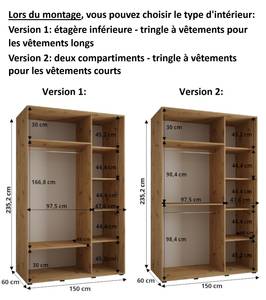 SCHWEBETÜRENSCHRANK DAVOS 9 Eiche Dekor - Breite: 150 cm