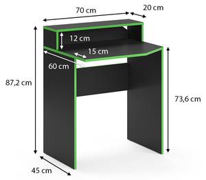 Computertisch Kron 70cm Schwarz/Grün 70 x 60 cm
