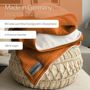 Kuscheldecke Vollkommen-Cognac/Sandweiß Orange - Naturfaser - Textil - 145 x 2 x 210 cm