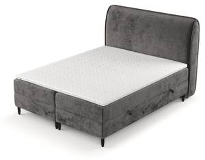 Premium Boxspringbett Lunaro Silber / Grau - Silbergrau - Breite: 211 cm