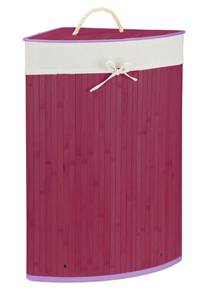 Panier à linge bambou Mauve - Blanc - 50 x 37 cm