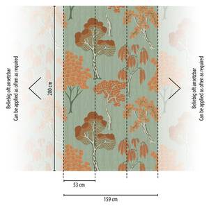 Fototapete Modern mit Bäume Grün - Orange - Kunststoff - Textil - 159 x 280 x 1 cm