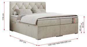 Boxspringbett ALDA Breite: 180 cm - H3 - Textil