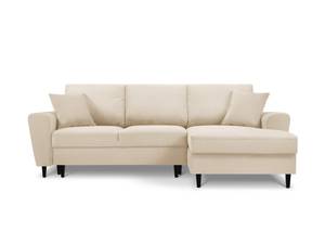 Schlaf-Ecksofa + Box MOGHAN 4 Sitzplätze Beige