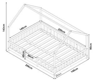 Lit enfant Sisimiut Pin 200 x 140 cm Blanc - 206 x 143 x 146 cm