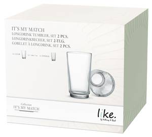 Longdrinkbecher It's My Match 2er Set Grün - Glas - 8 x 14 x 8 cm