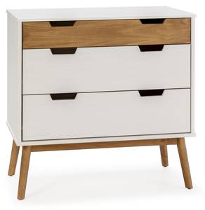 Commode Baku 3 tiroirs blanc/bois Marron