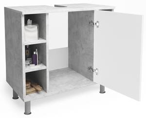 Meuble sous-lavabo Fynn blanc béton Gris - Blanc - Bois manufacturé - 60 x 54 x 32 cm