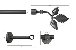 Gardinenstange Sheet 1 lfg. Schwarz - Graphit - Breite: 150 cm