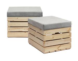 Coffre-Siège en Bois NATURE  lot de 2 Gris lumineux