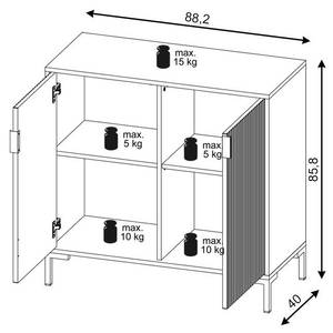 Buffet FLINN SB88 2D Noir - Bois manufacturé - Matière plastique - 88 x 86 x 40 cm