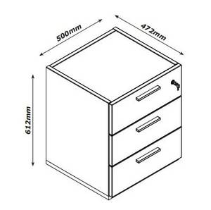 Caisson de rangement 3 tiroirs LEONARDO Marron - Bois manufacturé - 50 x 61 x 47 cm