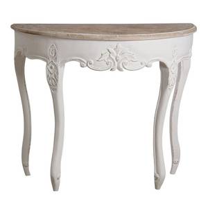 Console demi-lune en manguier Blanc - Bois massif - 80 x 100 x 40 cm