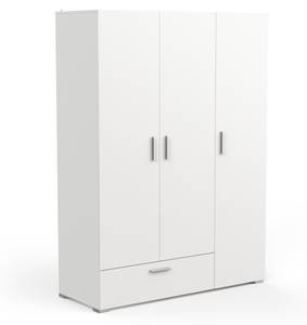 Armoire 3 portes 1 tiroir et penderie Blanc - Bois manufacturé - 52 x 186 x 135 cm