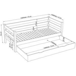 Tagesbett N01 mit Schublade Eiche - 120 x 200 cm