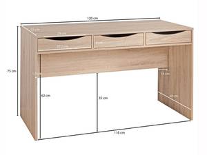 Schreibtisch RENO Holz Büro-Tisch Braun - Holzwerkstoff - 120 x 75 x 55 cm