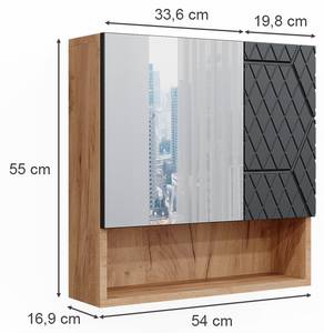 Armoire de salle de bain miroir Irma Marron - Gris - Bois manufacturé - 54 x 55 x 17 cm