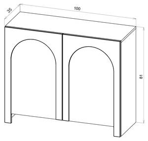 Buffet ARCO SB100 2D Blanc - Bois manufacturé - Matière plastique - 100 x 81 x 35 cm