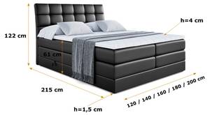 Boxspringbett BRUGO KING Hochglanz Schwarz - Breite: 200 cm