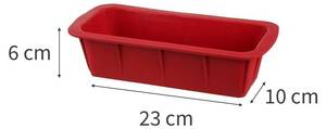 Silikon, rechteckige Backform - 24 cm Rot - Kunststoff - 10 x 6 x 24 cm
