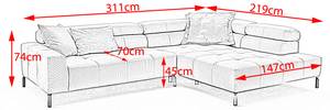 Ecksofa OHIO Grau - Armlehne davorstehend rechts - Ecke davorstehend rechts