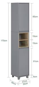 Hochschrank BZR147-DG Grau - 30 x 170 x 30 cm