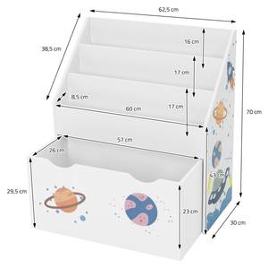 6tlg Kindermöbel Set Holz Weiß Weiß - Holzwerkstoff - 71 x 61 x 63 cm