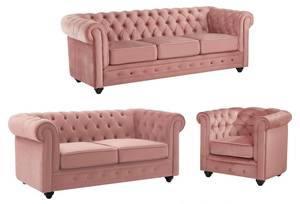 Ensemble canapé fauteuil  CHESTERFIELD Rose clair