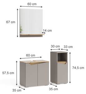 Waschbeckenunterschrank  Marelle 47697 Beige - Eiche Sand Dekor