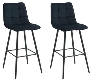 Tabouret de bar OLLUA Lot de 2 Noir - Textile - 56 x 107 x 47 cm