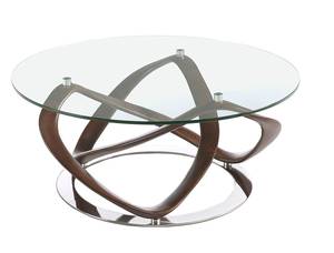 Table basse en verre et bois Marron - Bois massif - Bois/Imitation - 100 x 39 x 100 cm