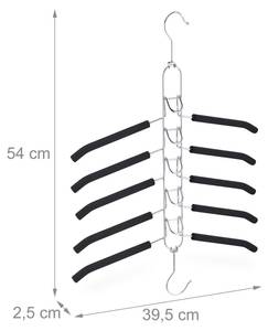 Mehrfach Kleiderbügel 2er Set Schwarz - Silber - Metall - Kunststoff - 40 x 54 x 3 cm