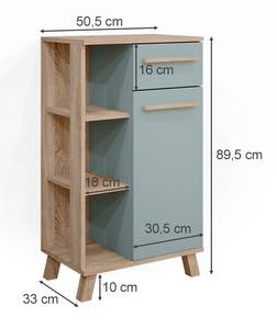 Badschrank „Ciro“ Sonoma/Mintgrün Braun - Grün - Holzwerkstoff - 50 x 89 x 33 cm