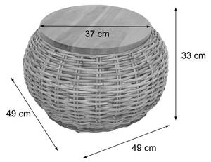 Beistelltisch M30 Braun - Metall - Rattan - Holzart/Dekor - 49 x 33 x 49 cm