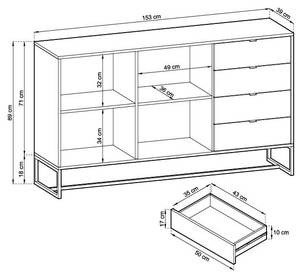 Buffet AMBER SB153 2D4D Beige - Bois manufacturé - Matière plastique - 153 x 89 x 39 cm