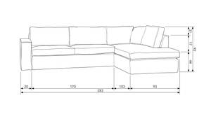 Ecksofa Hajo Grau - Textil - 283 x 84 x 197 cm