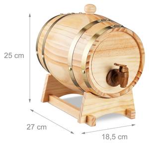 Fût en bois Marron - Doré - Bois manufacturé - Métal - Matière plastique - 19 x 25 x 27 cm