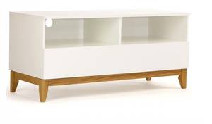 Meuble TV design scandinave Wide blanc Blanc - En partie en bois massif - 120 x 55 x 48 cm