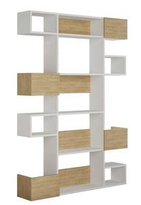 Etagère 9 tablettes - L120 cm Blanc / Imitation chêne