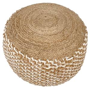 Pouf Hocker Jute rund Braun - Weiß - Naturfaser - 45 x 35 x 45 cm