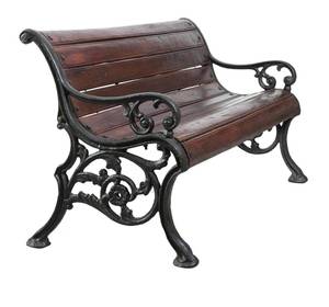 Banc en Bois Noir - Marron - Métal - Bois massif - 65 x 77 x 145 cm