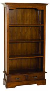 Bibliothèque 2 tiroirs en mindi Marron - En partie en bois massif - 34 x 180 x 98 cm