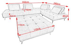 Ecksofa mit Hocker WIOLO Rotbraun