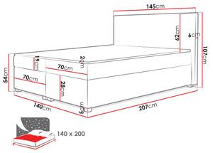 Boxspringbett Simple Cord Beige - Breite: 145 cm