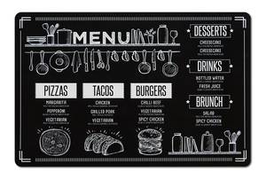 Platzset "Menu", Kunststoff, schwarz Schwarz - Kunststoff - 29 x 1 x 44 cm